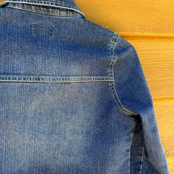 Children’s Place Dark Blue Button Up Denim Girls Jean Jacket Size 16 - Picture 9 of 12